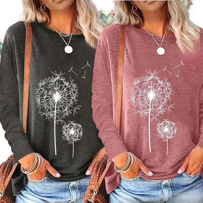 Flowers Graphic Long Sleeve Tees Shirts For Women null