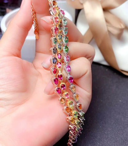 Women's Natural Candy Color Tourmaline Bracelet null