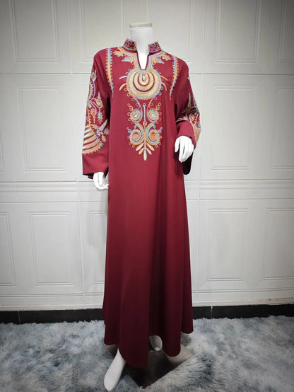 Women's Embroidered Rope Embroidered Muslim Pullover Dress null