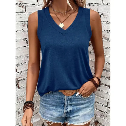 Women V Neck Tank Tops Summer Sleeveless Shirts null
