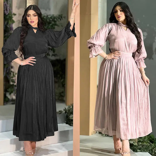 Fashionable Muslim Women's Bright Silk Satin Dress null