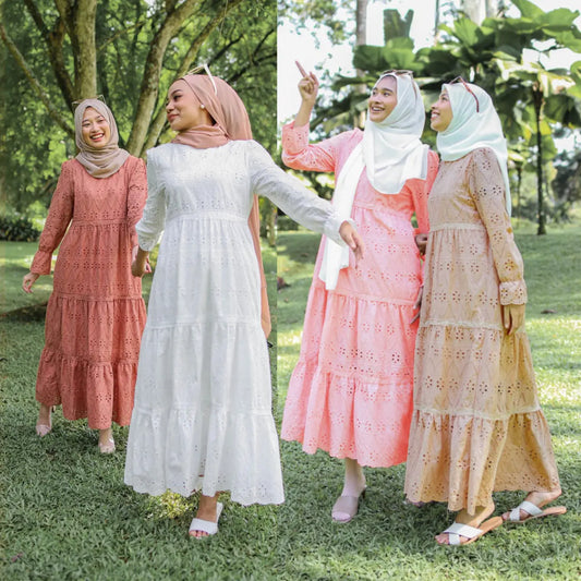 Muslim Malaysia Indonesia Hollow Lace Dress null