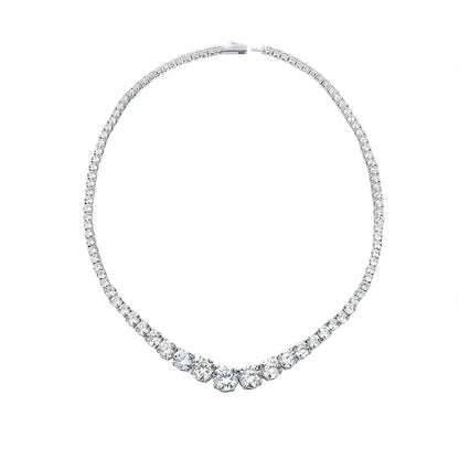 Moissanite 925 Sterling Silver Single Row Full Diamond Necklace For Women null