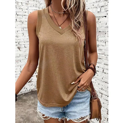 Women V Neck Tank Tops Summer Sleeveless Shirts null