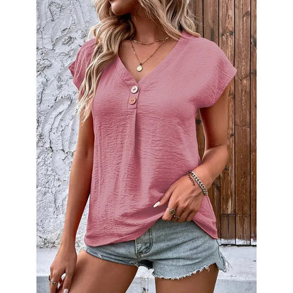 Summer Tops For Women V Neck Short Sleeve Shirts null