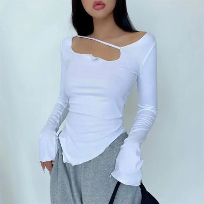 Small Slim Irregular Thin Blouse T-shirt null