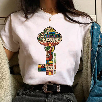 Palestine T-shirts Women Comic Japanese Tshirt Female Funny - Nadastore -Palestine T-shirts Women Comic Japanese Tshirt Female Funny 