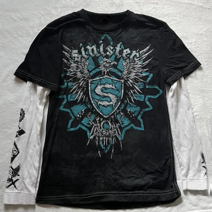 Gothic Tops Women Vintage Graphic Print Patchwork null
