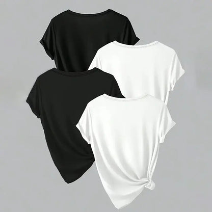 Short Sleeve Basic Tees Soft Crew Neck Trendy Summer Tops null