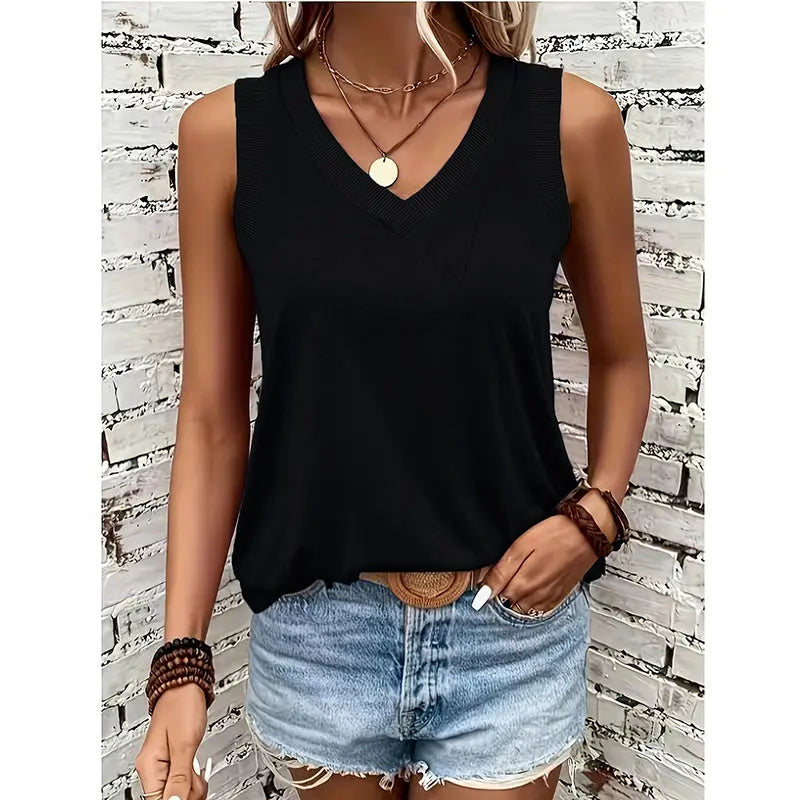 Women V Neck Tank Tops Summer Sleeveless Shirts null