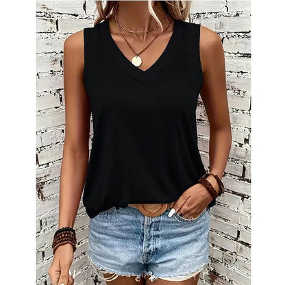 Women V Neck Tank Tops Summer Sleeveless Shirts null
