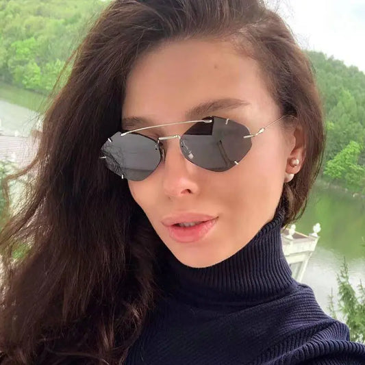 Metal Frameless Sun Glasses Women null