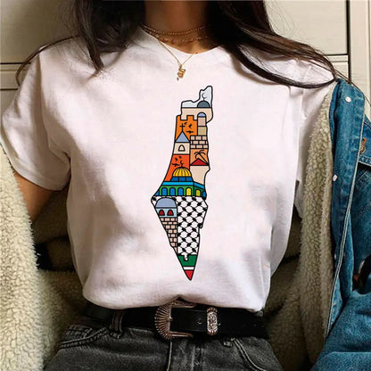 Palestine T-shirts Women Comic Japanese Tshirt Female Funny - Nadastore -Palestine T-shirts Women Comic Japanese Tshirt Female Funny 