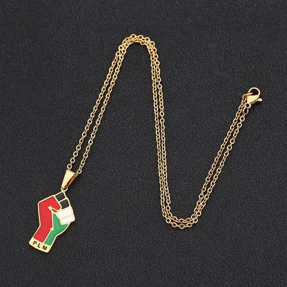 Stainless Steel Palestine Map Pendant Necklace null