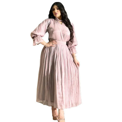 Fashionable Muslim Women's Bright Silk Satin Dress null