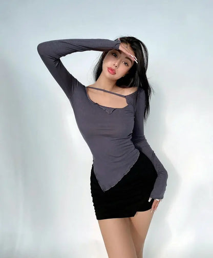 Small Slim Irregular Thin Blouse T-shirt null